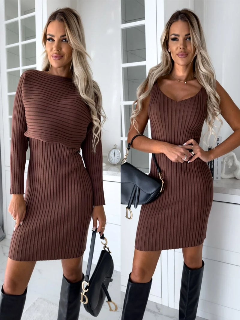 Knit Pullover Sweater and Cami Dress Set