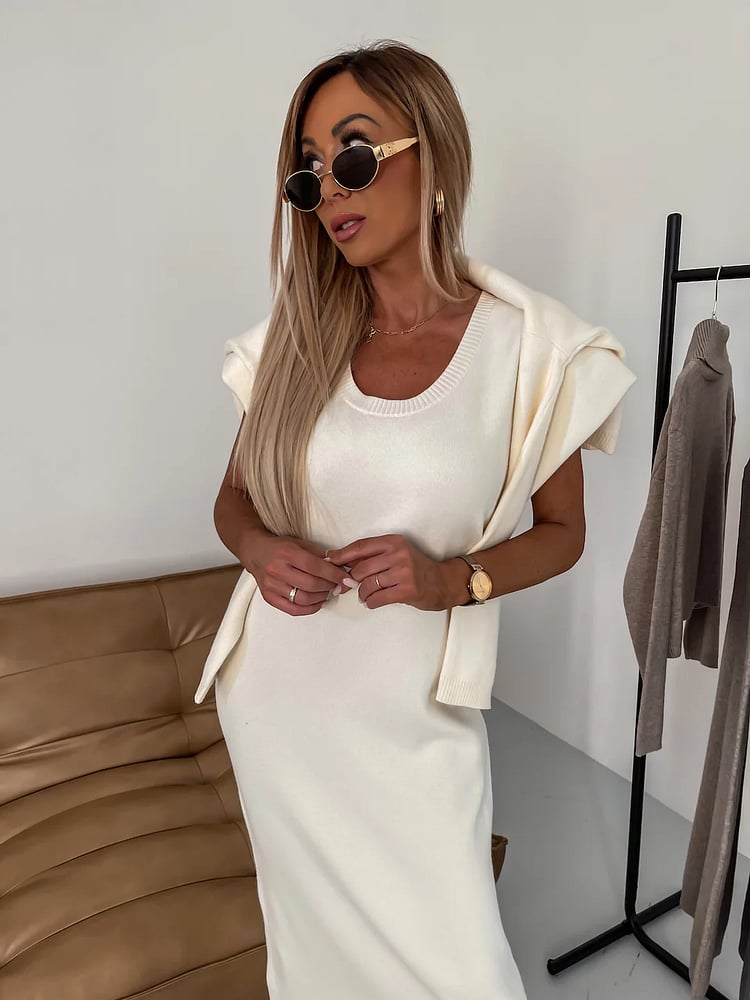 💥Midi Dress and Turtle Neck Sweater Set