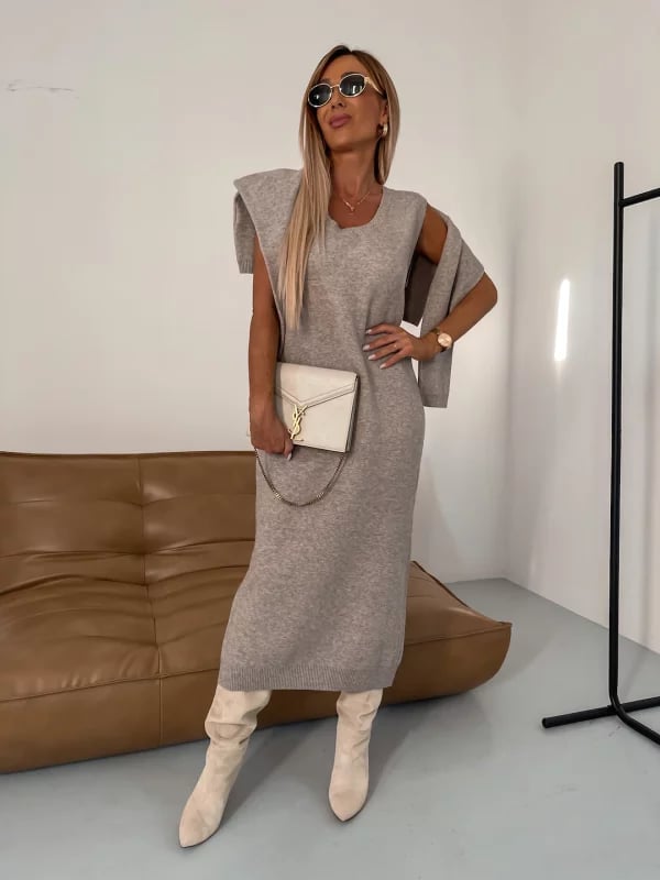 💥Midi Dress and Turtle Neck Sweater Set